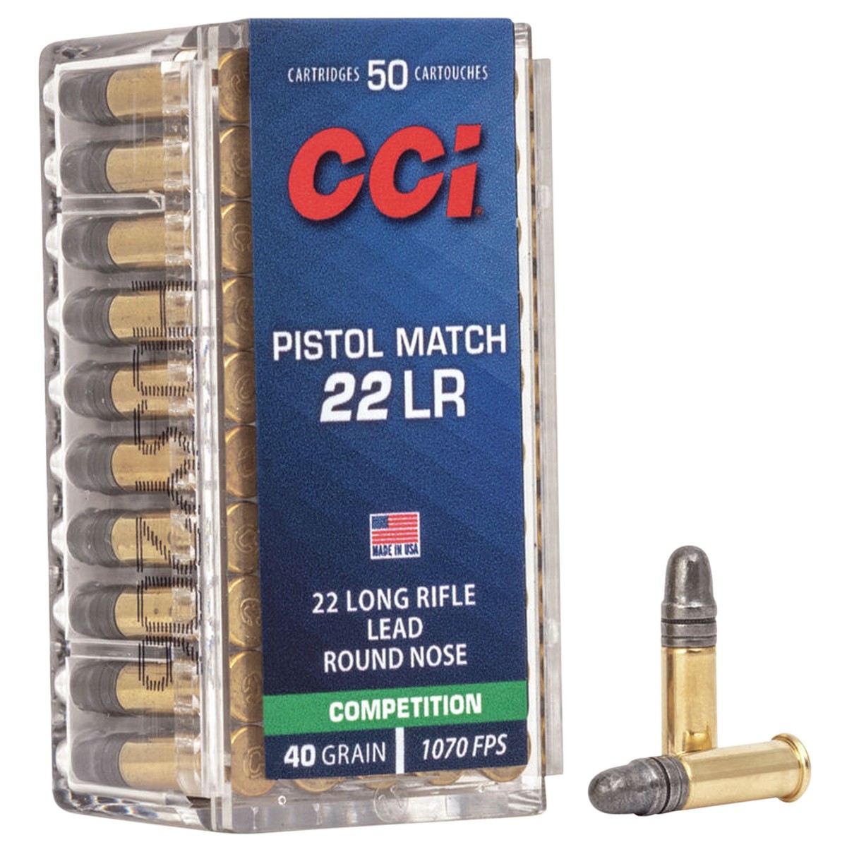  Competition Pistol Match 22 LR 40 Gr Lead Round Nose Ammo